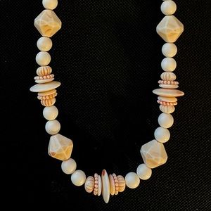 1950’s Vintage Beaded Cream and Peach Necklace